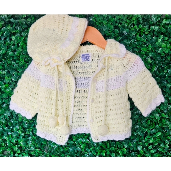 Bon Bon Vintage Baby Sweater with Bonnet - Picture 1 of 8